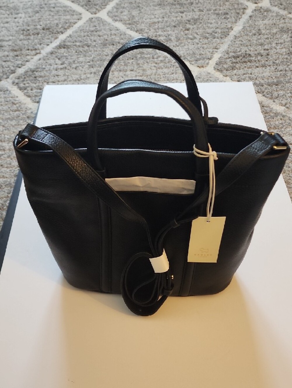 RADLEY LONDON Rivington Black Pebble Leather Satchel. NWT - Picture 3 of 15
